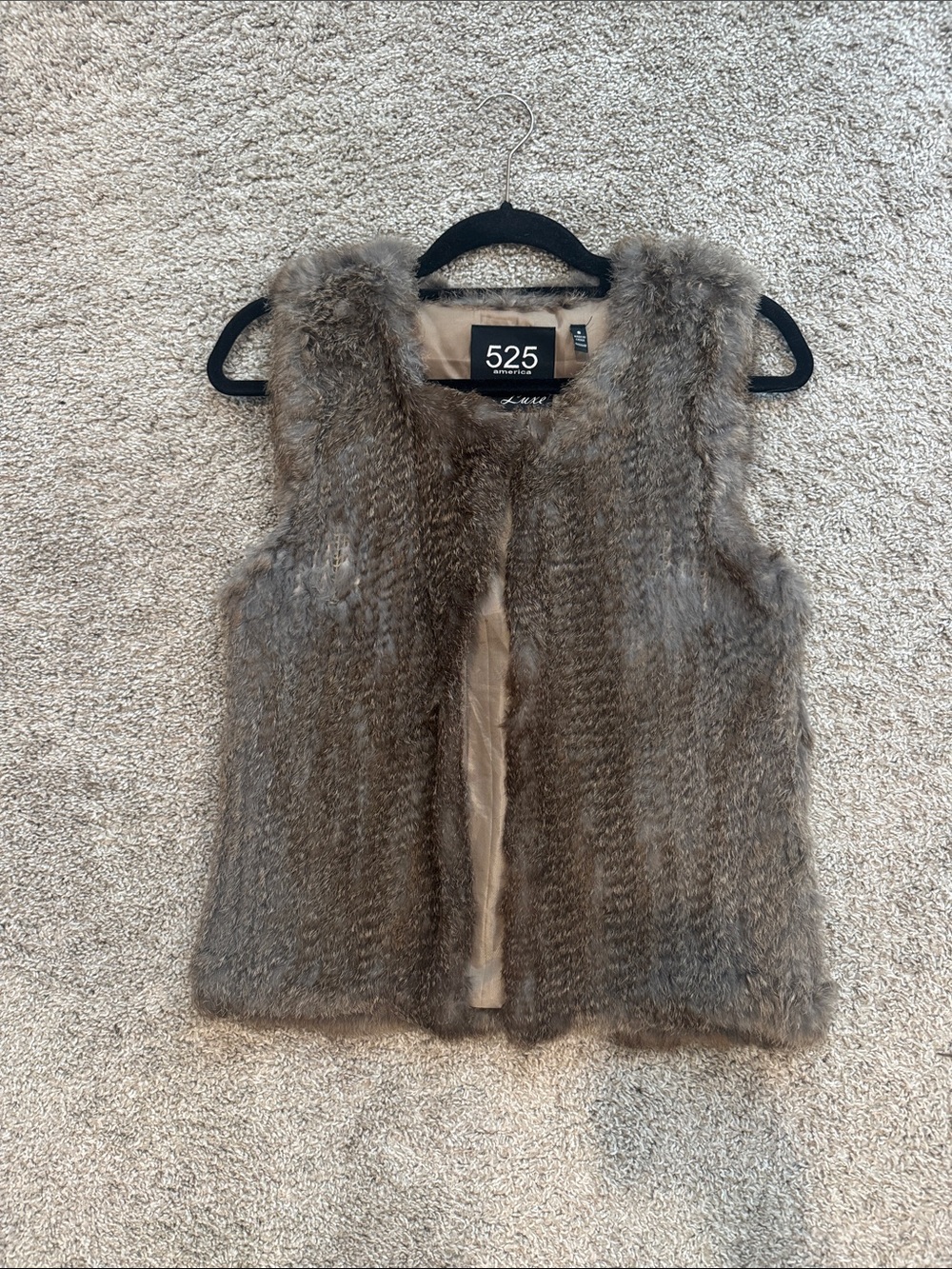 525 America Taupe Faux Fur Sleeveless Vest
